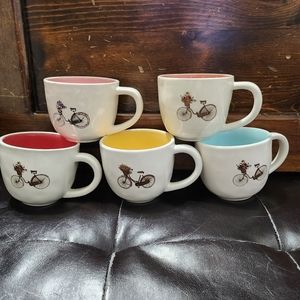 Rae Dunn M stamped bicycle mug set